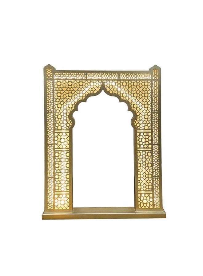Mado Gallery Gold Wooden LED Decor Stand – Warm Light Ramadan & Eid Decoration, USB Powered, Perfect for Home & Prayer Corner - Image 1
